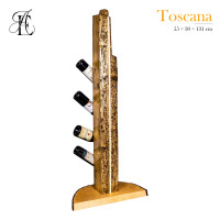 Pine wood floor lamp and wine rack, Toscana 55×30×131 cm
