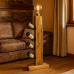 Pine wood floor lamp and wine rack, Toscana 55×30×131 cm