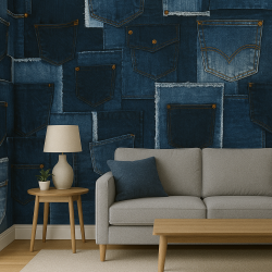 Wallcover Patchwork 38 Jeans, 900×52 cm, blue